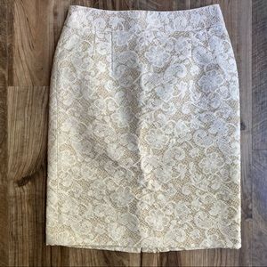 Banana Republic Cream Lace Pencil Skirt | 4